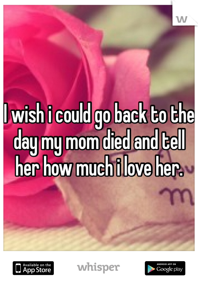 I wish i could go back to the day my mom died and tell her how much i love her. 