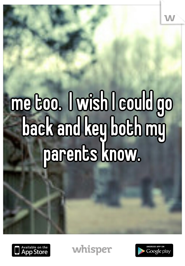 me too.  I wish I could go back and key both my parents know. 