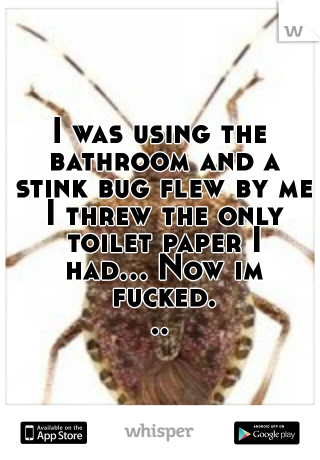 I was using the bathroom and a stink bug flew by me I threw the only toilet paper I had... Now im fucked...