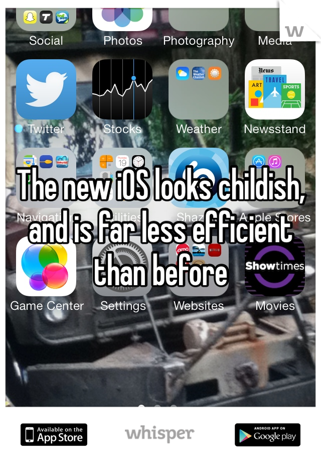 The new iOS looks childish, and is far less efficient than before