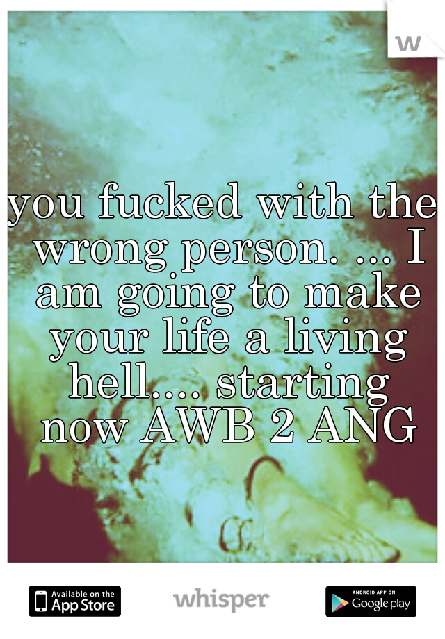 you fucked with the wrong person. ... I am going to make your life a living hell.... starting now
AWB 2 ANG