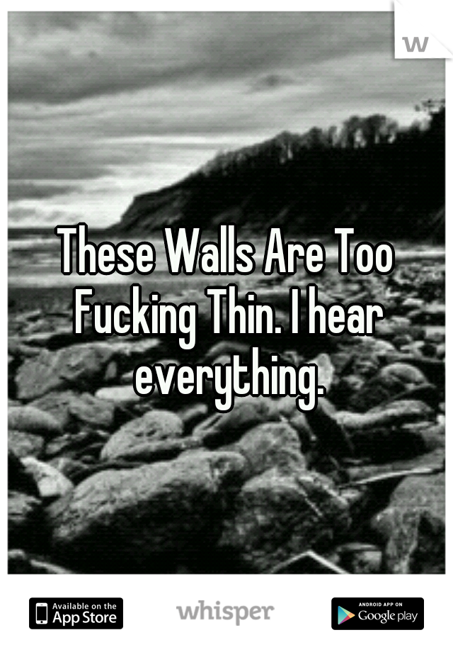 These Walls Are Too Fucking Thin. I hear everything.