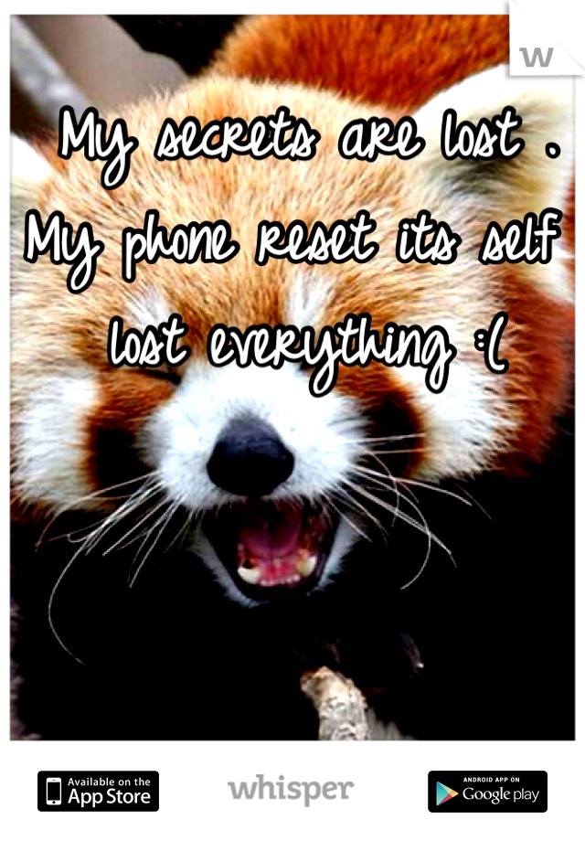 My secrets are lost . My phone reset its self I lost everything :( 