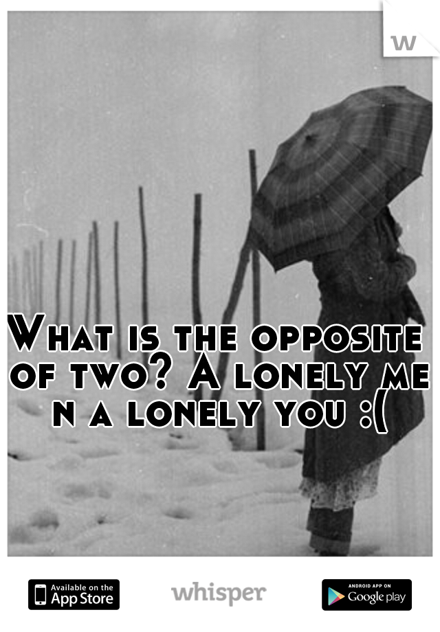 What is the opposite of two? A lonely me n a lonely you :(