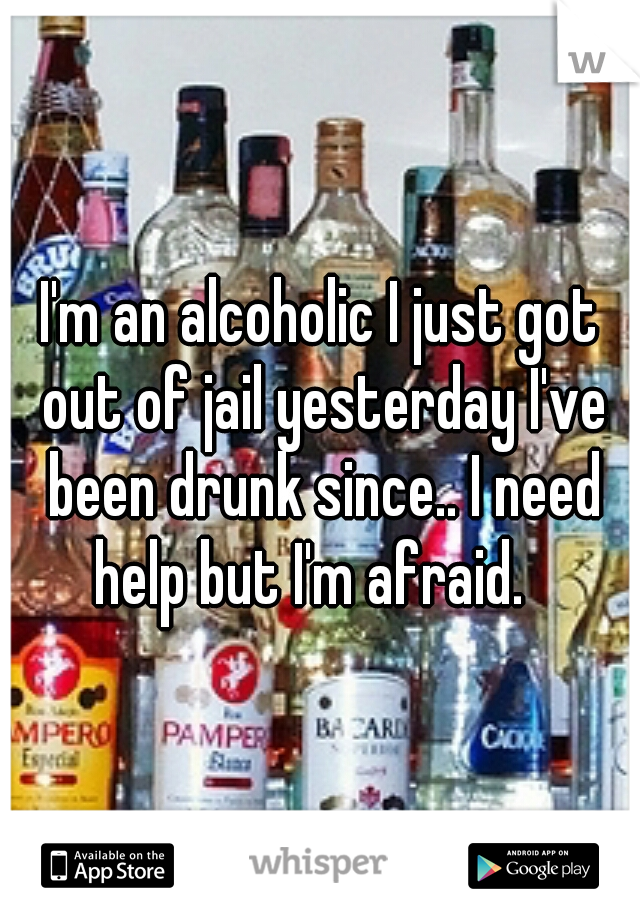 I'm an alcoholic I just got out of jail yesterday I've been drunk since.. I need help but I'm afraid.
