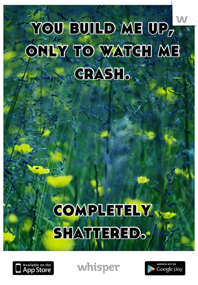 you build me up, 
only to watch me crash. 





completely shattered. 