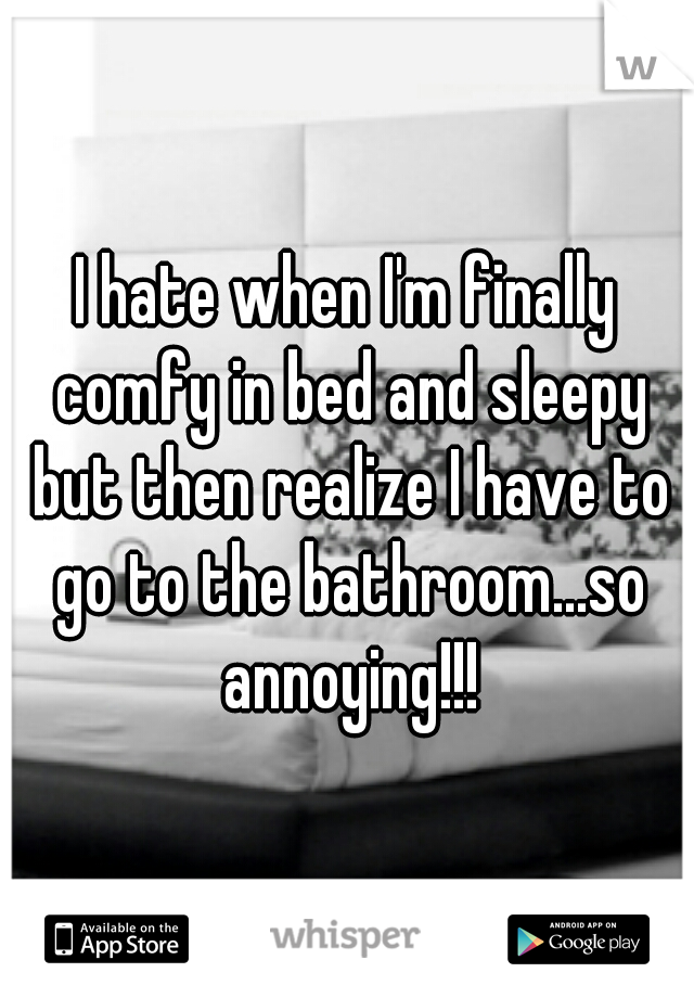 I hate when I'm finally comfy in bed and sleepy but then realize I have to go to the bathroom...so annoying!!!