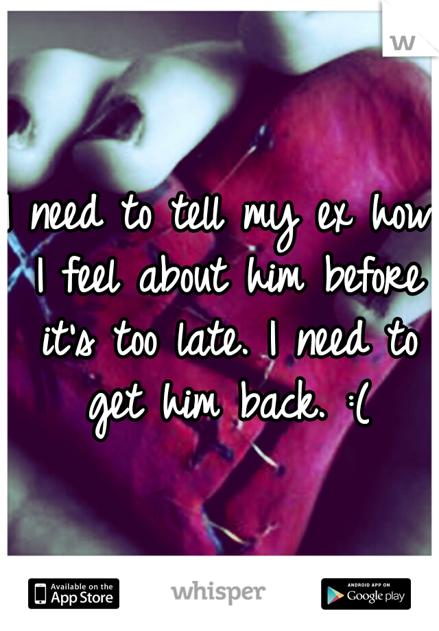 I need to tell my ex how I feel about him before it's too late. I need to get him back. :(