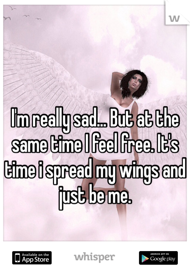 I'm really sad... But at the same time I feel free. It's time i spread my wings and just be me.