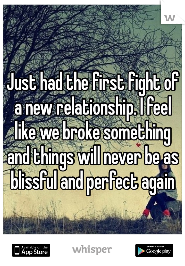 Just had the first fight of a new relationship. I feel like we broke something and things will never be as blissful and perfect again 