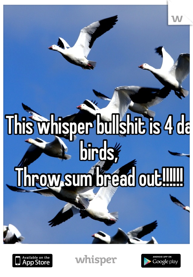 This whisper bullshit is 4 da birds,
Throw sum bread out!!!!!!