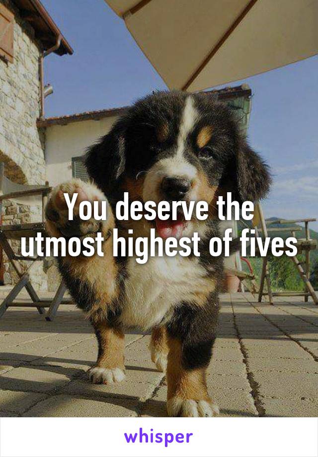 You deserve the utmost highest of fives