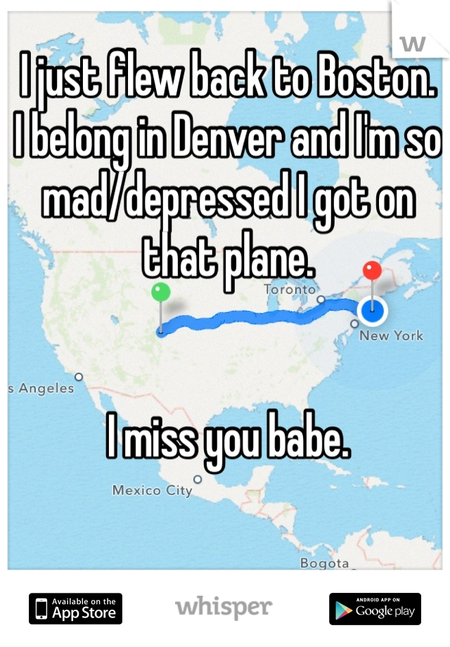 I just flew back to Boston. 
I belong in Denver and I'm so mad/depressed I got on that plane. 


I miss you babe.