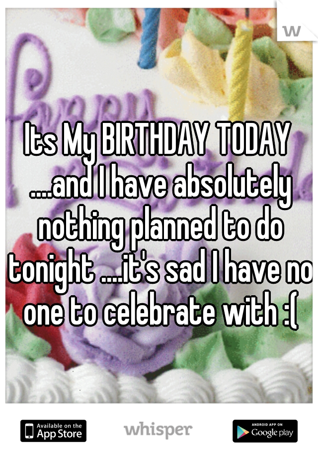 Its My BIRTHDAY TODAY ....and I have absolutely nothing planned to do tonight ....it's sad I have no one to celebrate with :(
