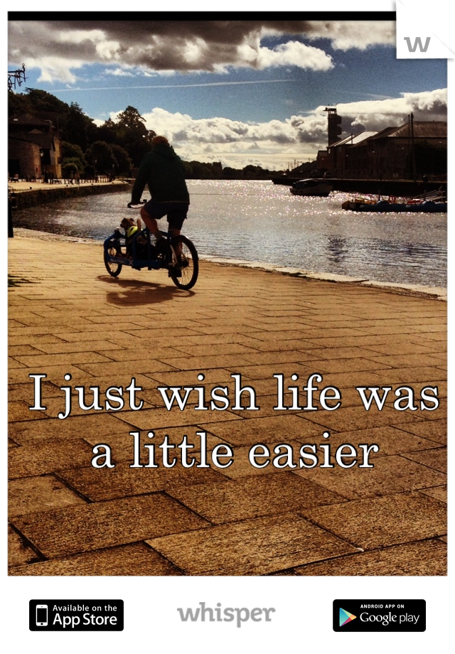 I just wish life was
a little easier
