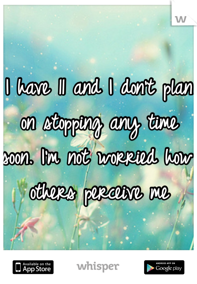 I have 11 and I don't plan on stopping any time soon. I'm not worried how others perceive me