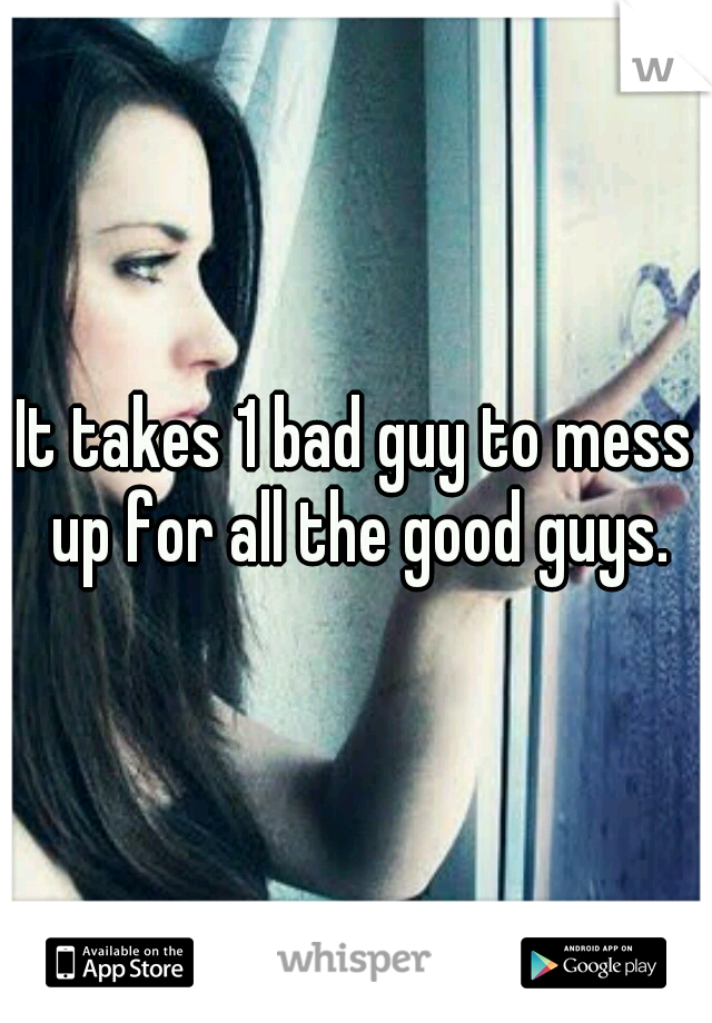 It takes 1 bad guy to mess up for all the good guys.