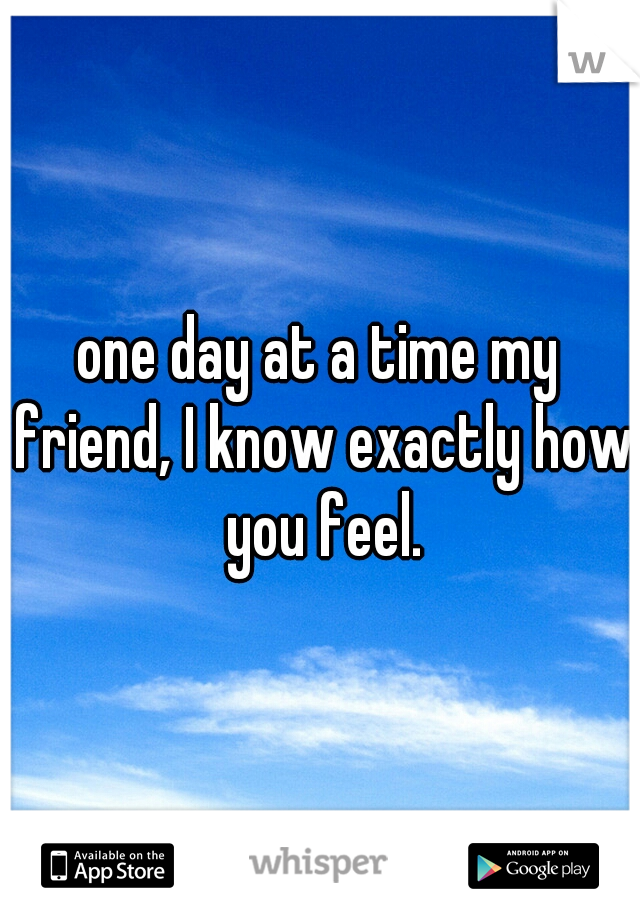 one day at a time my friend, I know exactly how you feel.
