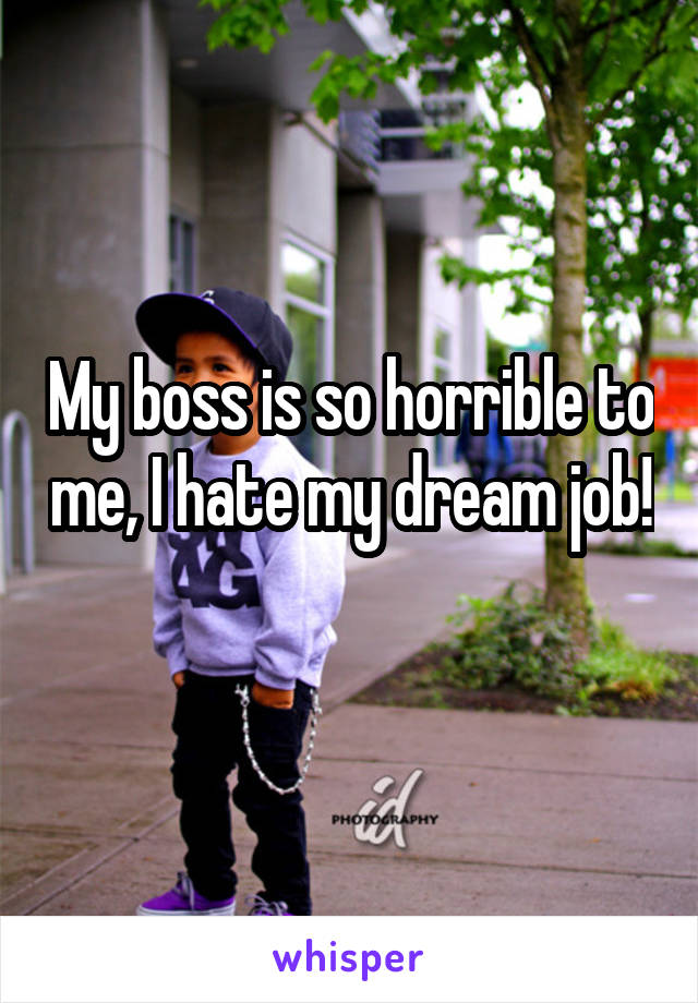 My boss is so horrible to me, I hate my dream job!  