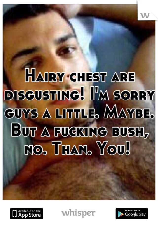 Hairy chest are disgusting! I'm sorry guys a little. Maybe. But a fucking bush, no. Than. You! 