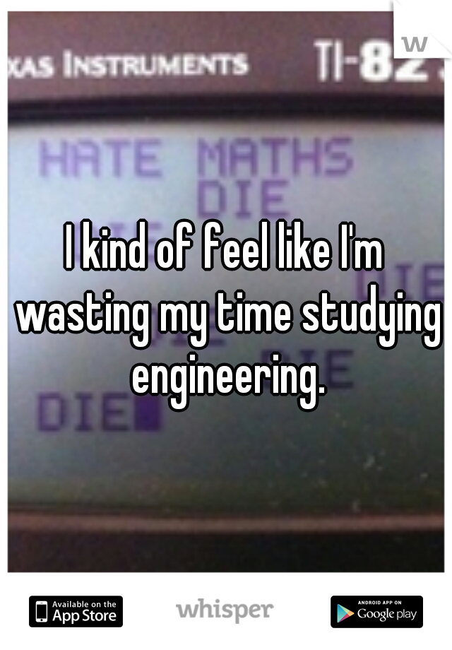 I kind of feel like I'm wasting my time studying engineering.