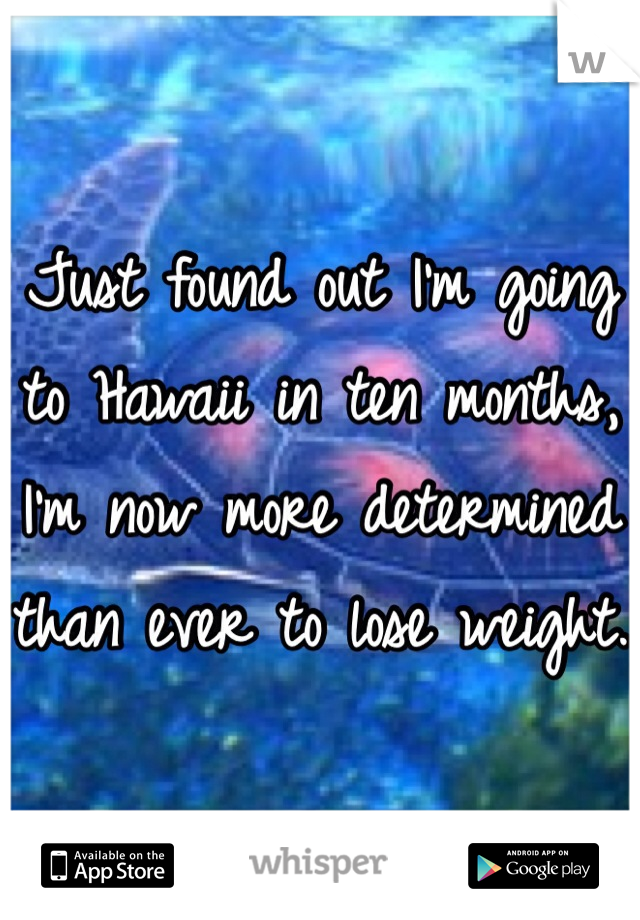 Just found out I'm going to Hawaii in ten months, I'm now more determined than ever to lose weight. 