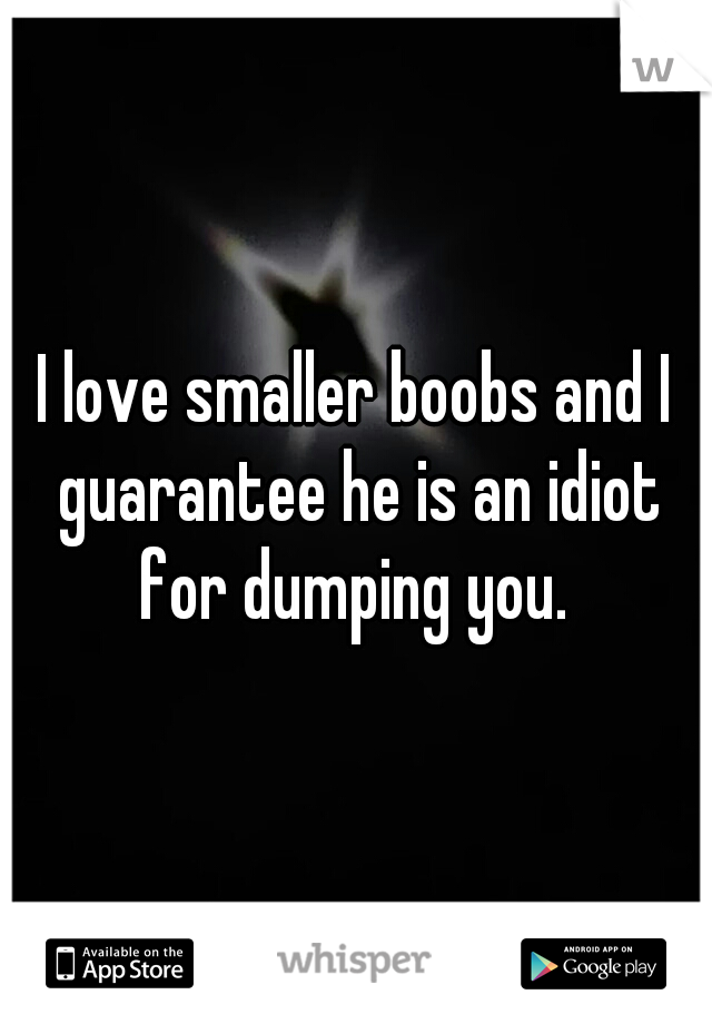 I love smaller boobs and I guarantee he is an idiot for dumping you. 