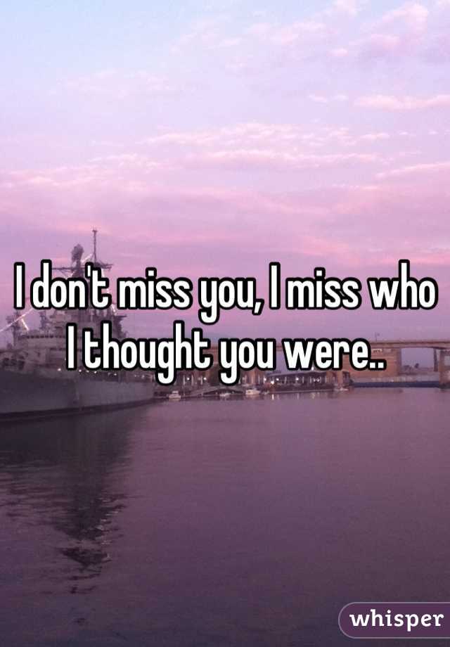 I don't miss you, I miss who I thought you were..