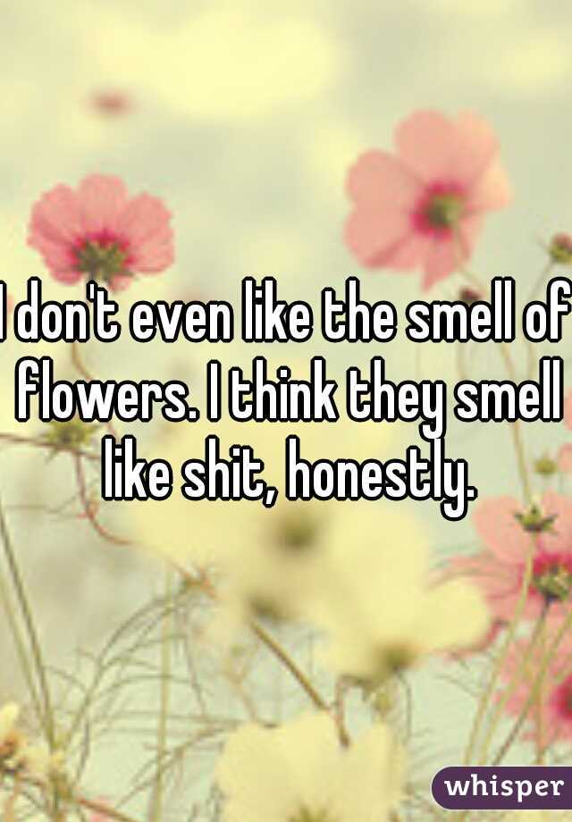 I don't even like the smell of flowers. I think they smell like shit, honestly.