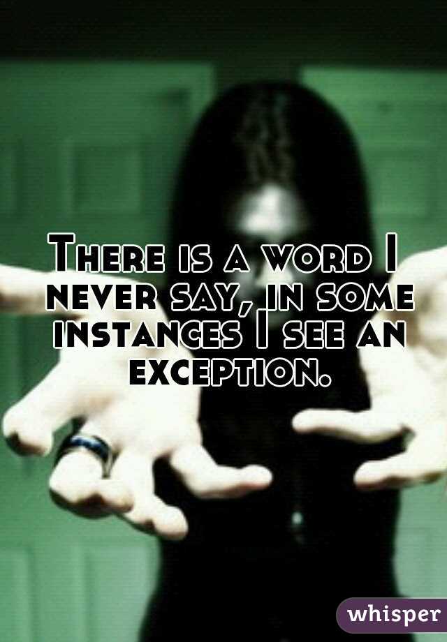 There is a word I never say, in some instances I see an exception.