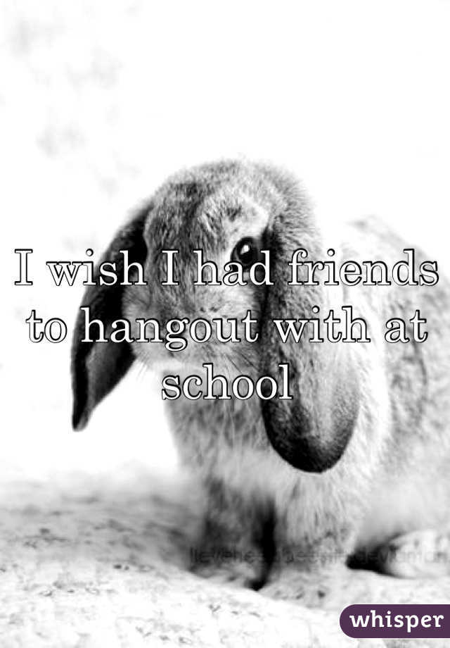 I wish I had friends to hangout with at school