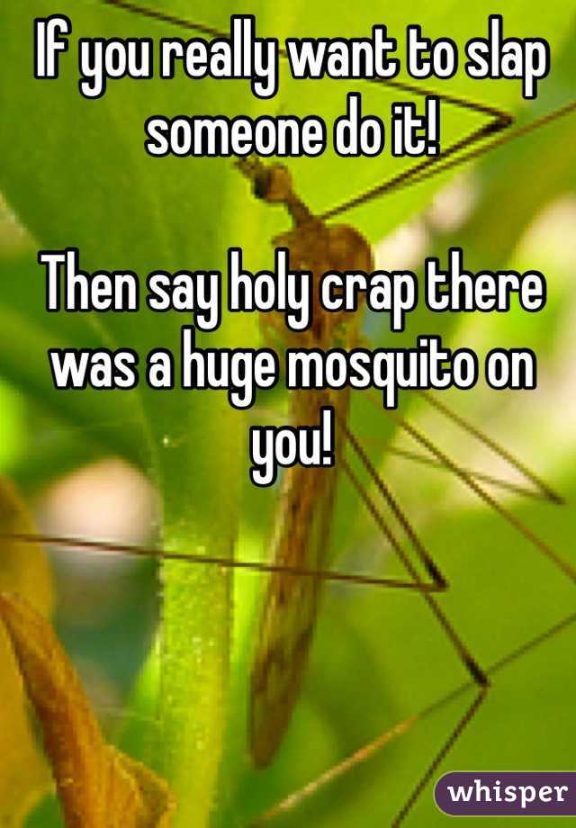 If you really want to slap someone do it! 

Then say holy crap there was a huge mosquito on you! 
