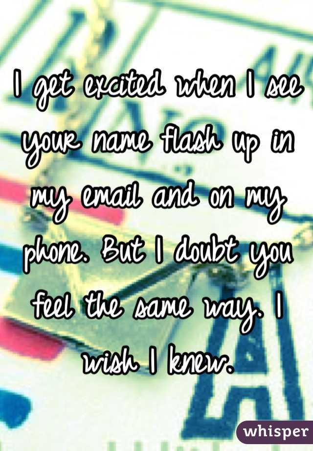 I get excited when I see your name flash up in my email and on my phone. But I doubt you feel the same way. I wish I knew. 