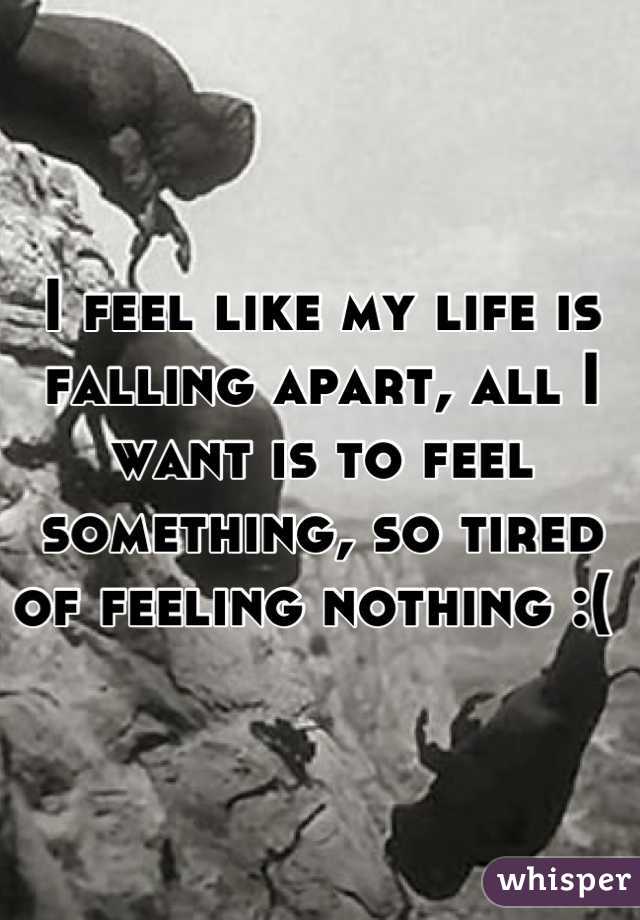 I feel like my life is falling apart, all I want is to feel something, so tired of feeling nothing :( 