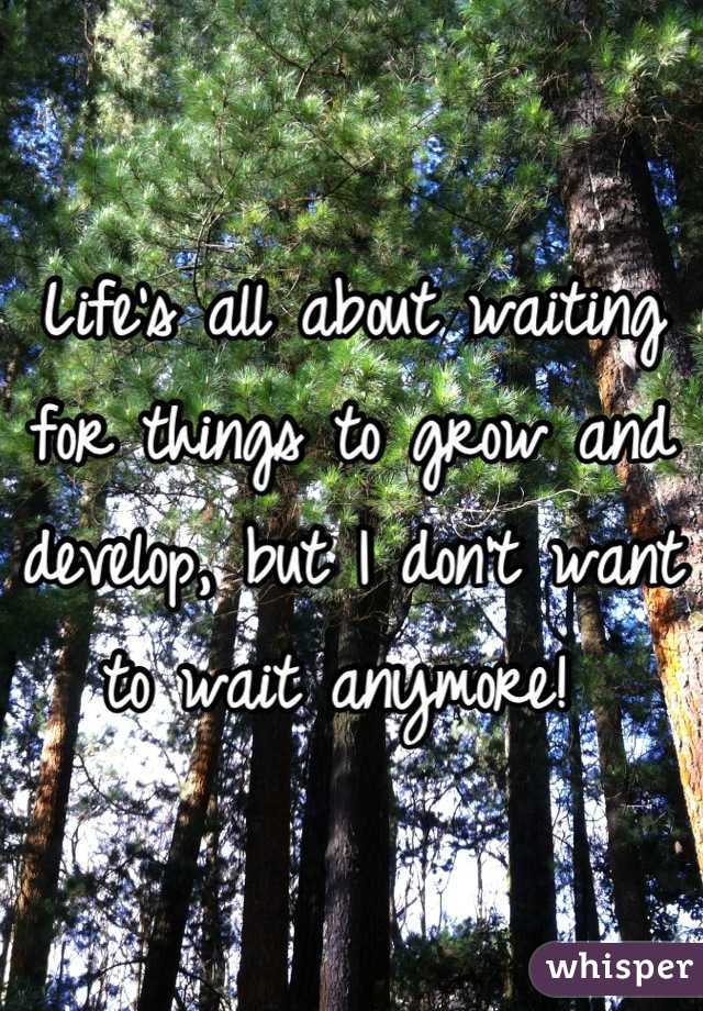Life's all about waiting for things to grow and develop, but I don't want to wait anymore! 