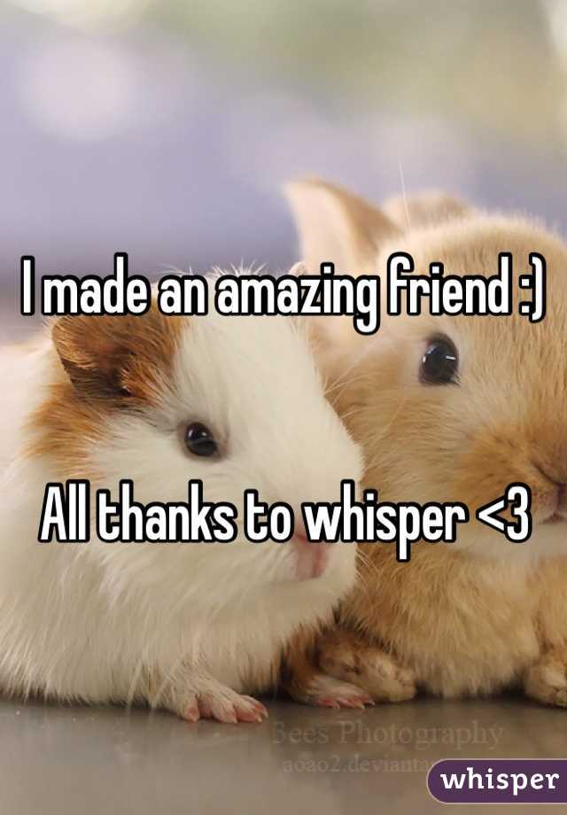 I made an amazing friend :)


All thanks to whisper <3