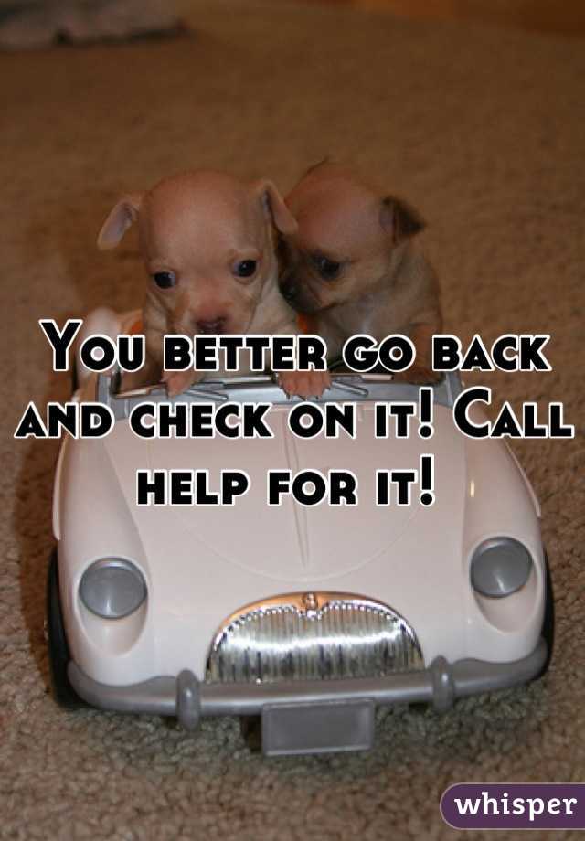 You better go back and check on it! Call help for it! 