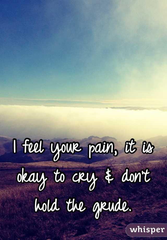 I feel your pain, it is okay to cry & don't hold the grude. 