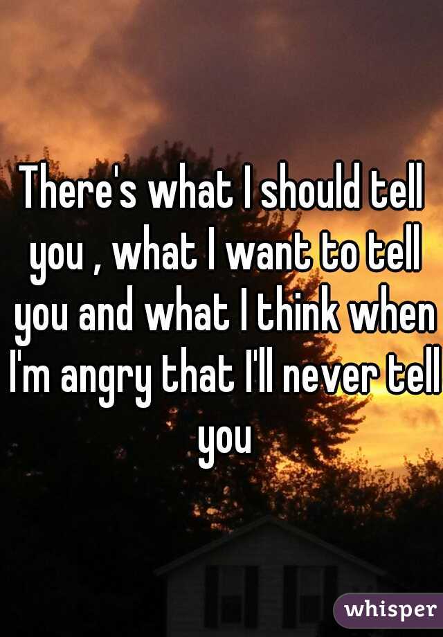 There's what I should tell you , what I want to tell you and what I think when I'm angry that I'll never tell you