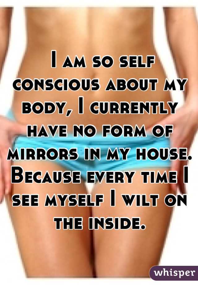  I am so self conscious about my body, I currently have no form of mirrors in my house. Because every time I see myself I wilt on the inside.