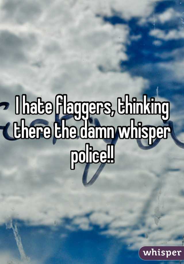 I hate flaggers, thinking there the damn whisper police!!