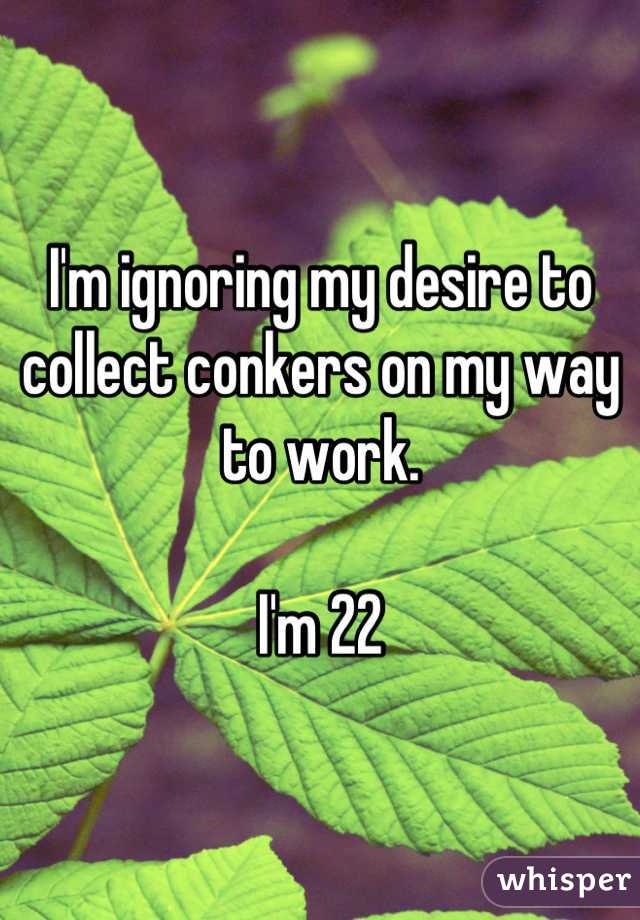 I'm ignoring my desire to collect conkers on my way to work.

I'm 22