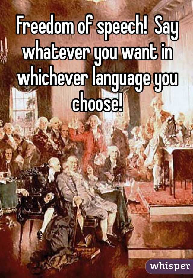Freedom of speech!  Say whatever you want in whichever language you choose!