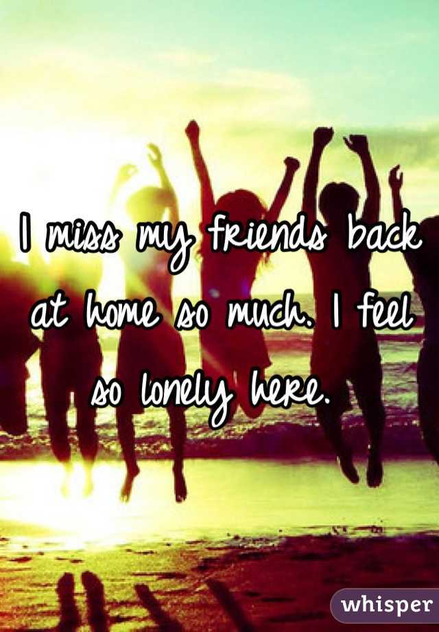 I miss my friends back at home so much. I feel so lonely here. 