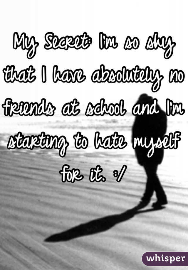 My Secret: I'm so shy that I have absolutely no friends at school and I'm starting to hate myself for it. :/