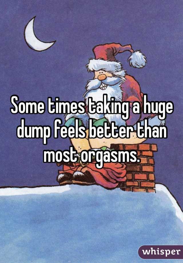 Some times taking a huge dump feels better than most orgasms. 