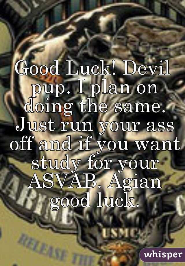 Good Luck! Devil pup. I plan on doing the same. Just run your ass off and if you want study for your ASVAB. Agian good luck.