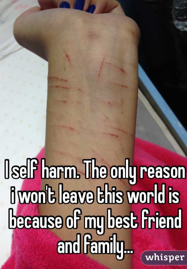 I self harm. The only reason i won't leave this world is because of my best friend and family...