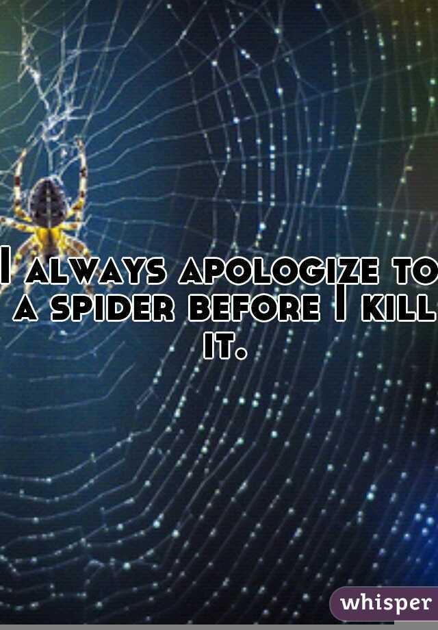 I always apologize to a spider before I kill it.