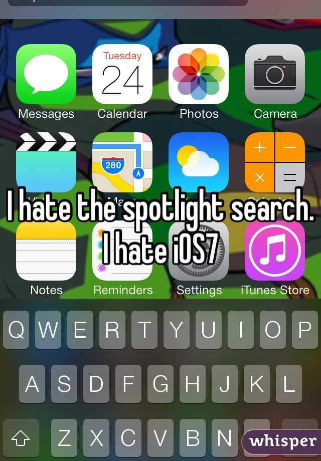 I hate the spotlight search.
I hate iOS7